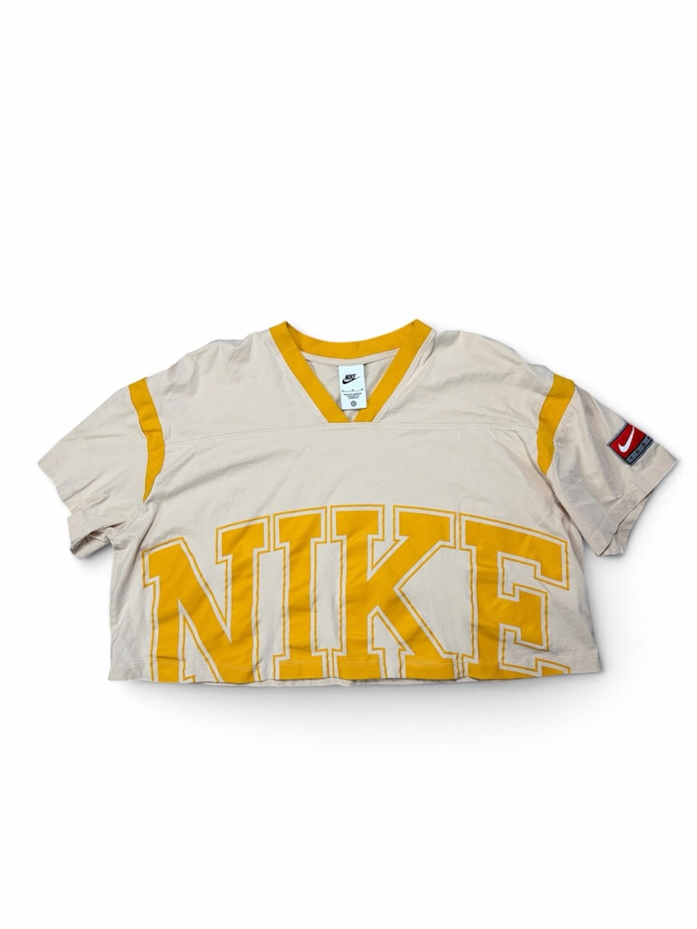 Nike Women’s XL Oversized Crop Jersey T-Shirt Cream Gold DQ6595-126